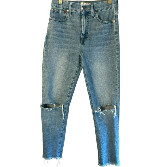 Madewell Women's The Perfect Vintage Crop Jean Size 27 Distressed Raw Hem - Picture 1 of 5